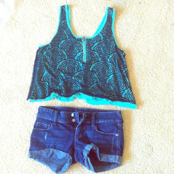 Mint green material girl shirt, super cute