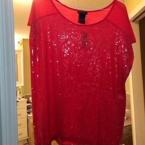 Red sequin top