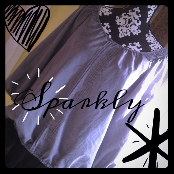 Sparkly Grey Peasant Top