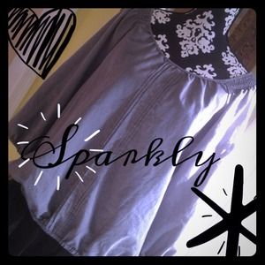 Sparkly Grey Peasant Top