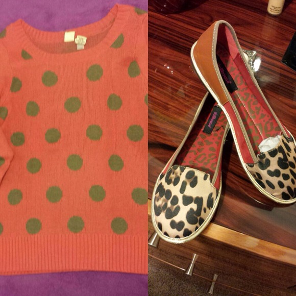 Leopard flats & polka dot sweater