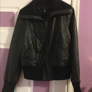 Leather bomber jacket
