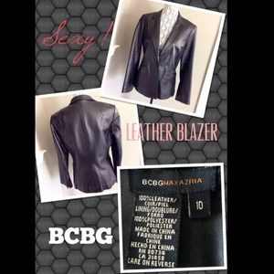 💯%  Black Leather Blazer Jacket