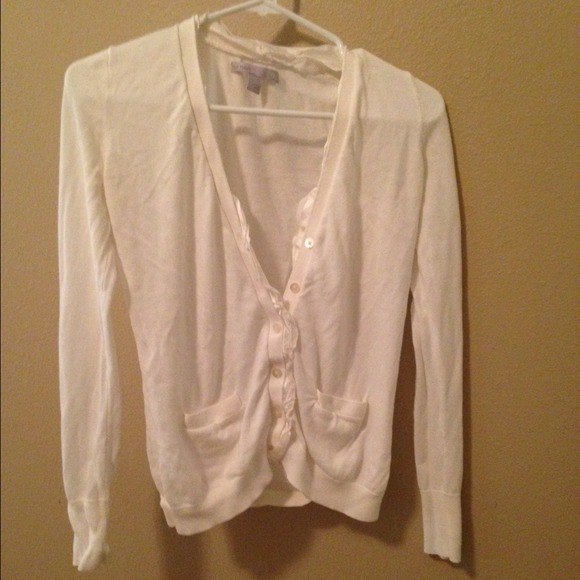 Cream cardi with delicate trim detail