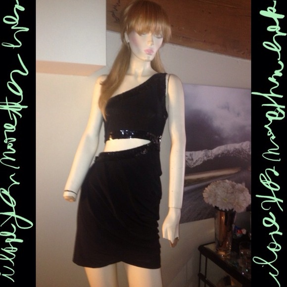 Black open side party dress