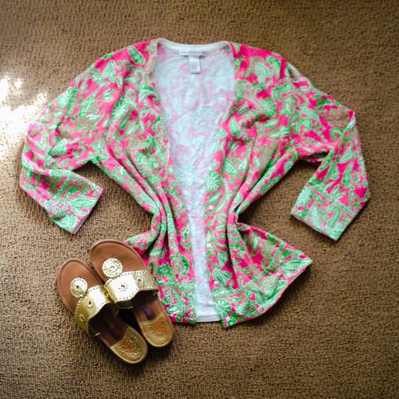 🚫SOLD🚫🌷PINK AND GREEN CARDIGAIN🌷