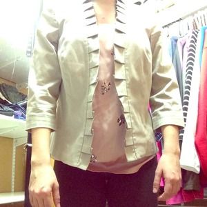 Ruffle Blazer- Tan