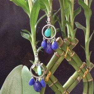 Aqua and Cobalt blue earrings