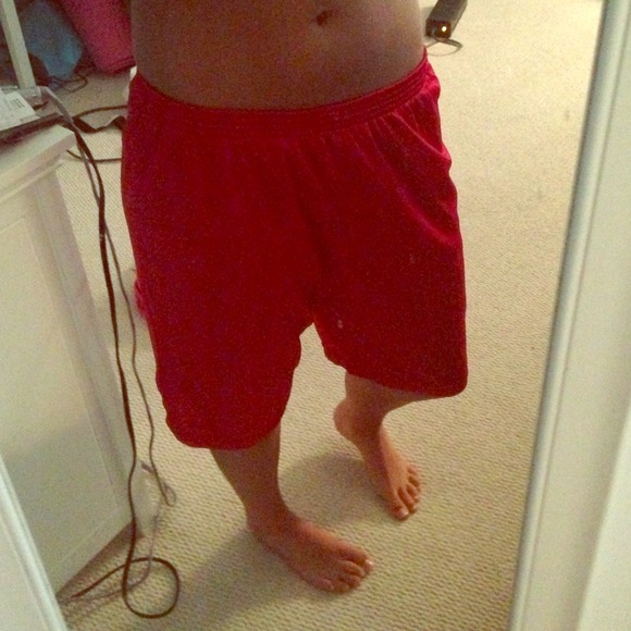 All red basketball shorts