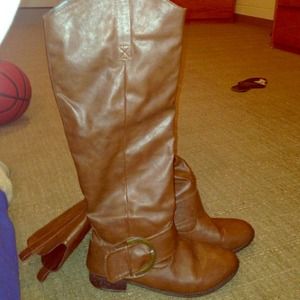 Brown knee high riding boots