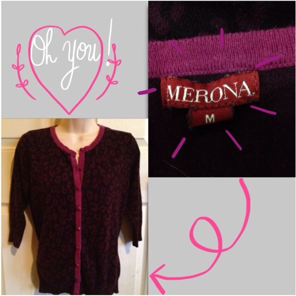 SOLD❗️HP💐12/23/13Merona purple cheetah cardigan! - Picture 2 of 4