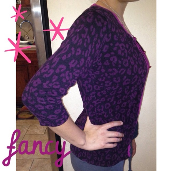 SOLD❗️HP💐12/23/13Merona purple cheetah cardigan! - Picture 3 of 4