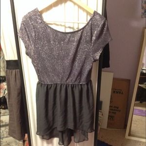 Metallic and sheer tunic