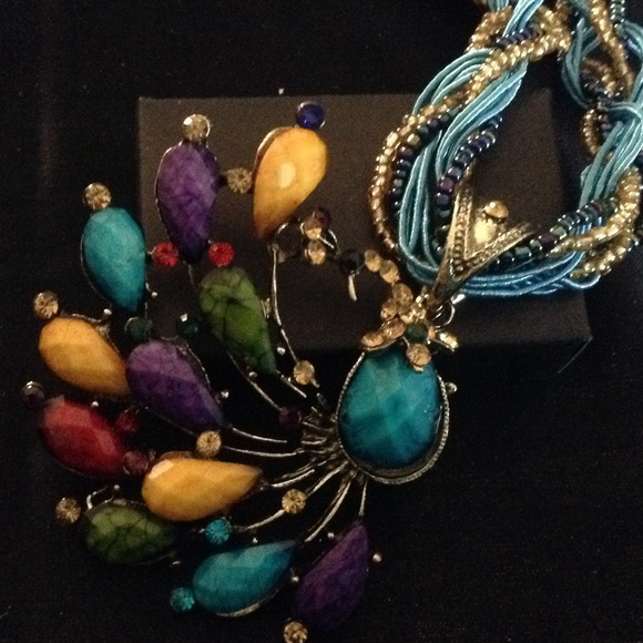 Necklace blue peacock