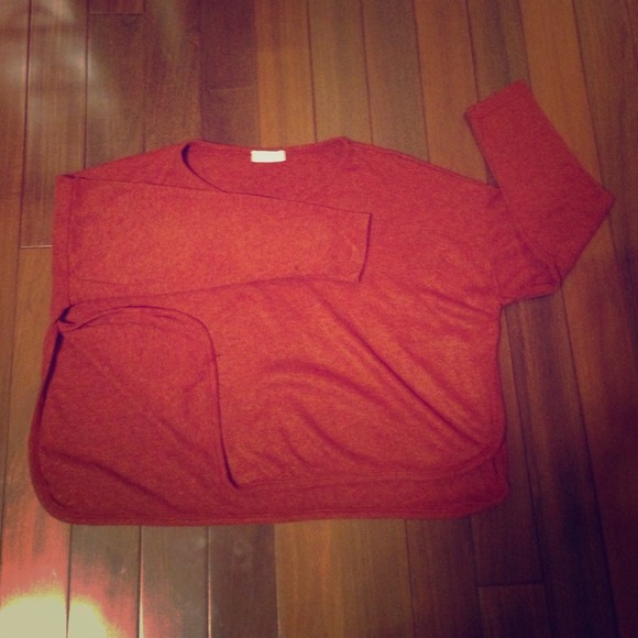 Side slit autumn orange oversized sweater