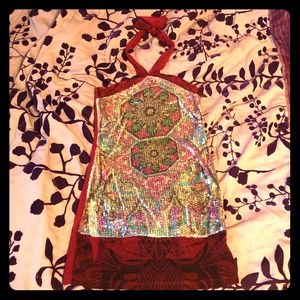 ❤️Red Sequin Halter Long Top ❤️