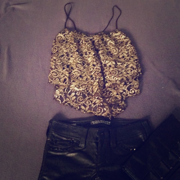 Urban Outfitters Tops - ⚡️Reduced⚡️Urban Outfitters gold lace top