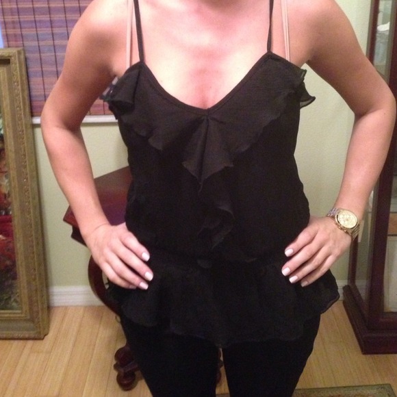 ‼️SOLD‼️ Black ruffle racer back tank