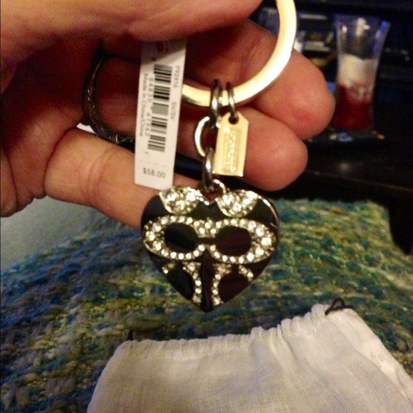 Authentic Coach Pave Heart Locket Keychain!