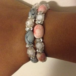 Jelly bean marble style stretch bracelets