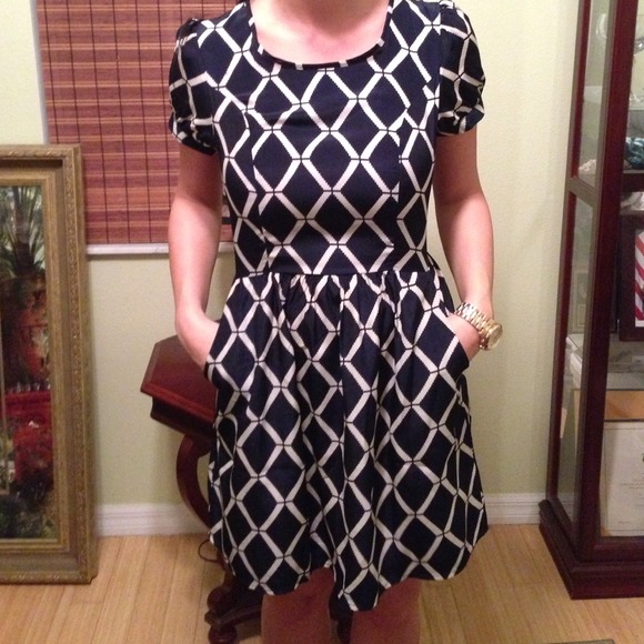 ‼️SOLD‼️ Navy blue and ivory dress