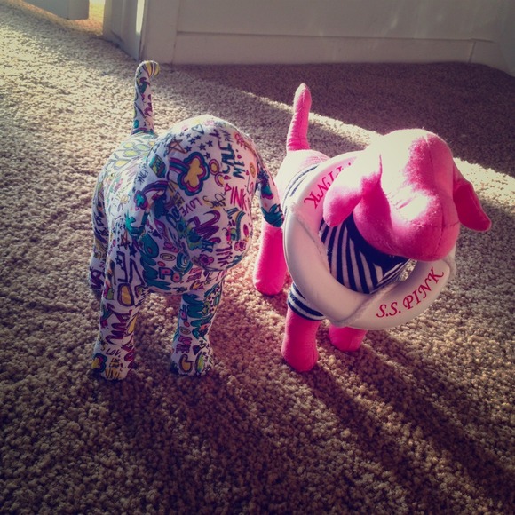 SET OF TWO victorias secret pink dogs