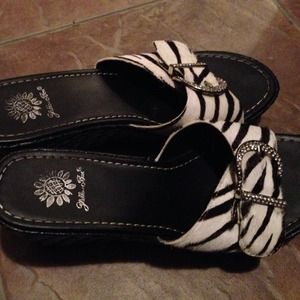 Yellow Box Wedge sandals. Worn once