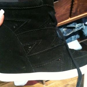 Black sneaker wedges