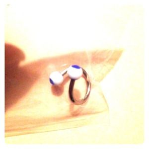 Blue & White Swirl Bellybutton Ring