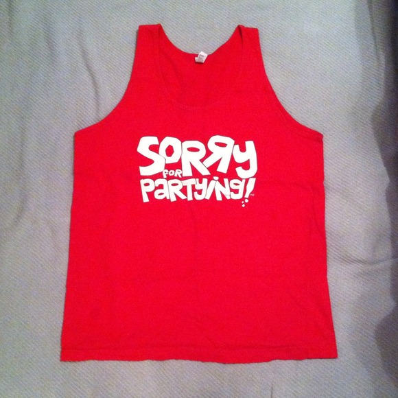 FUN 'Sorry for partying" tank top