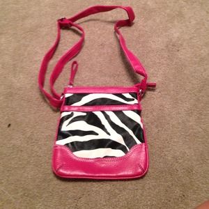 Small hot pink zebra purse.