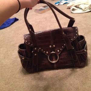 Brown snake skin purse