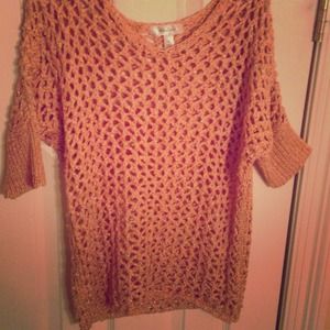 Peach and Gold Sparkle Chunky Knit Sweater