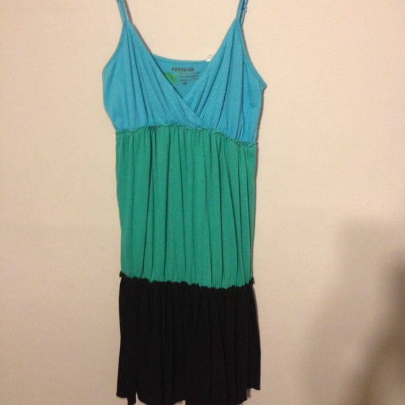 Energie, blue green & black dress