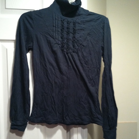 Anthropologie green ruffle yoke top