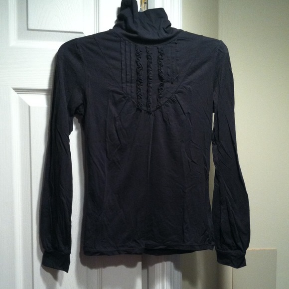 Anthropologie grey ruffle yoke top