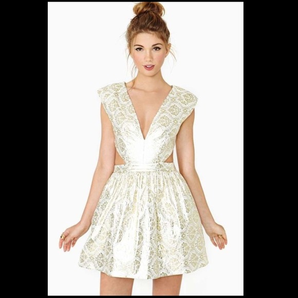 Nasty gal brocade skater dress size small