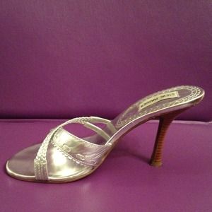 Steve Madden silver slip on heels