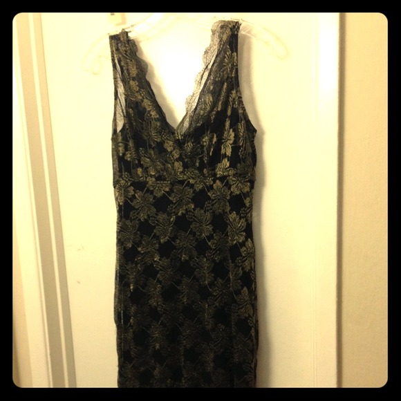 Black and gold lace dress