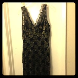 Black and gold lace dress