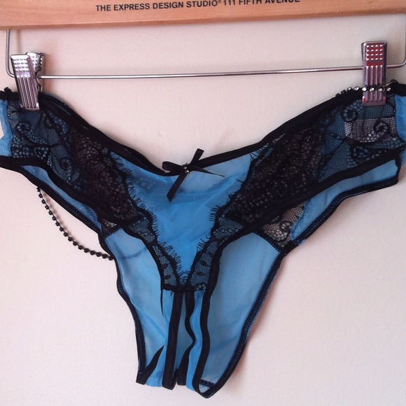 *sold* Sheer blue/Black lace/Gems SEDUCTION