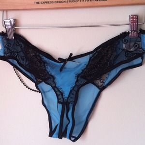 *sold* Sheer blue/Black lace/Gems SEDUCTION