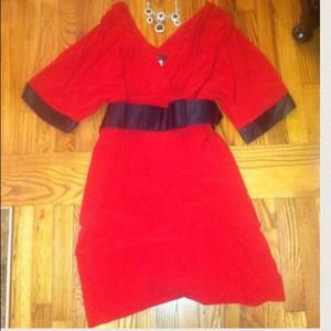 Holiday Slouchy Red & Black kimono sleeve dress