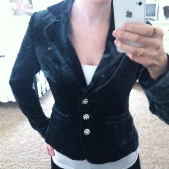 Banana Republic crushed blue velvet blazer size 2