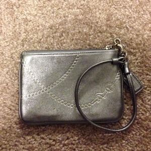 Authentic Coach silver wristlet
