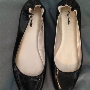 Black Patent Square Toed Flats