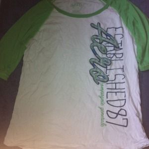 White & Green Baseball Style Tshirt