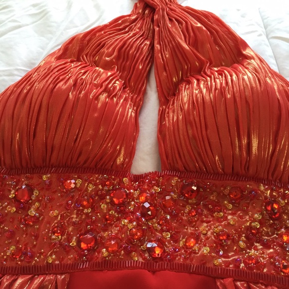 SOLD! Red With gold overlay - Talent gown - Picture 3 of 4