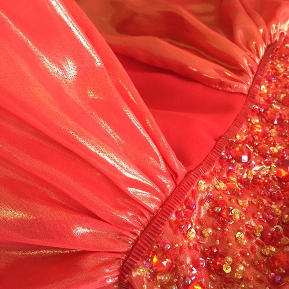SOLD! Red With gold overlay - Talent gown - Picture 4 of 4