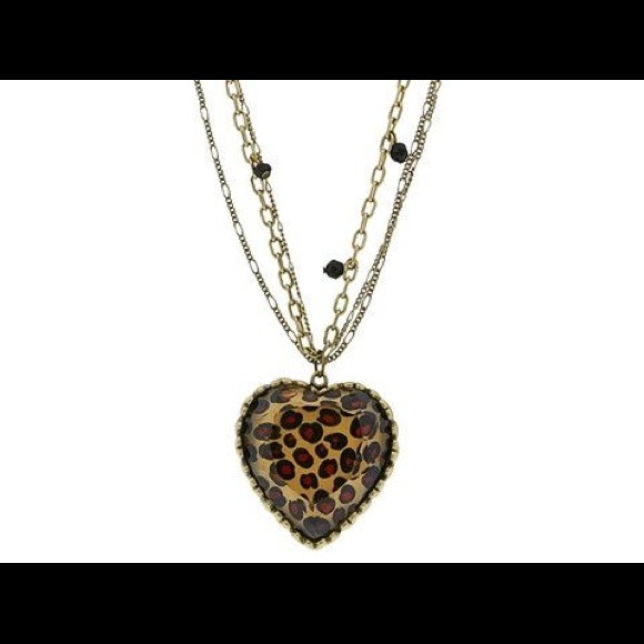 Betsey Johnson Cheetah Heart necklace